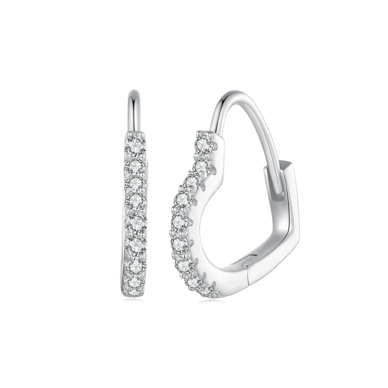 (image for) Pandora Style Heart-Shaped Moissanite Hoop Earrings(One Certificate) - MSE035 - Product Image