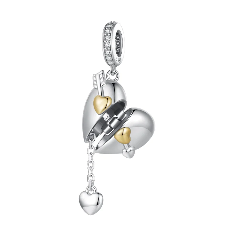 (image for) Pandora Style Heart-Shaped Openable Dangle - BSC804 - View 3