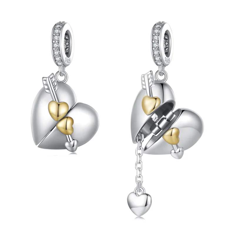 (image for) Pandora Style Heart-Shaped Openable Dangle - BSC804 - Product Image