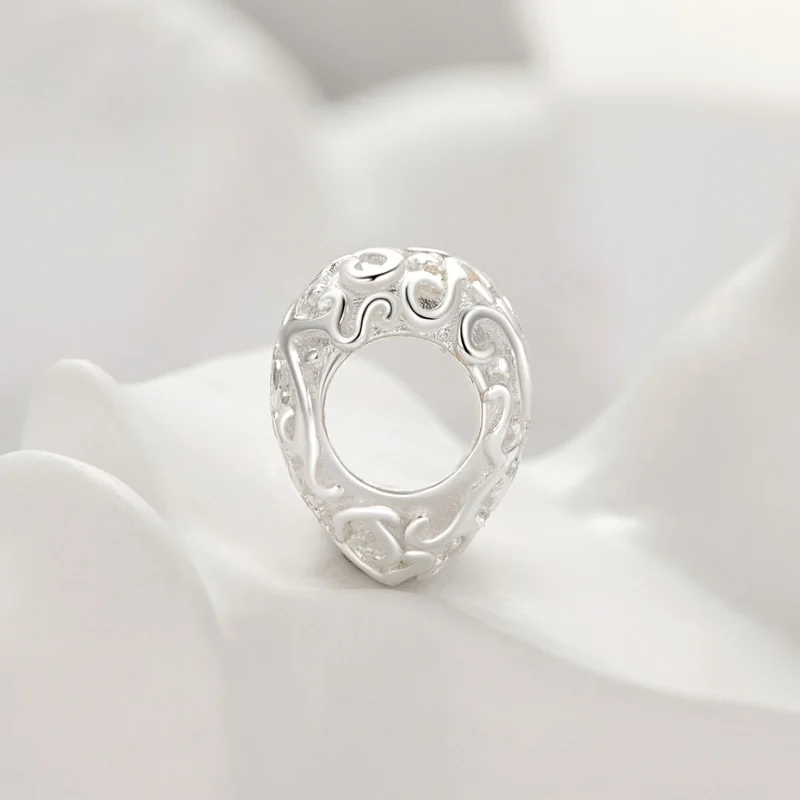 (image for) Pandora Style Heart-Shaped Pattern Charm - SCC2618 - View 3