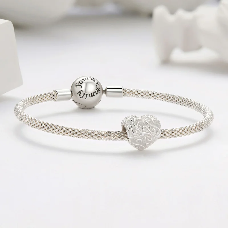 (image for) Pandora Style Heart-Shaped Pattern Charm - SCC2618 - View 5