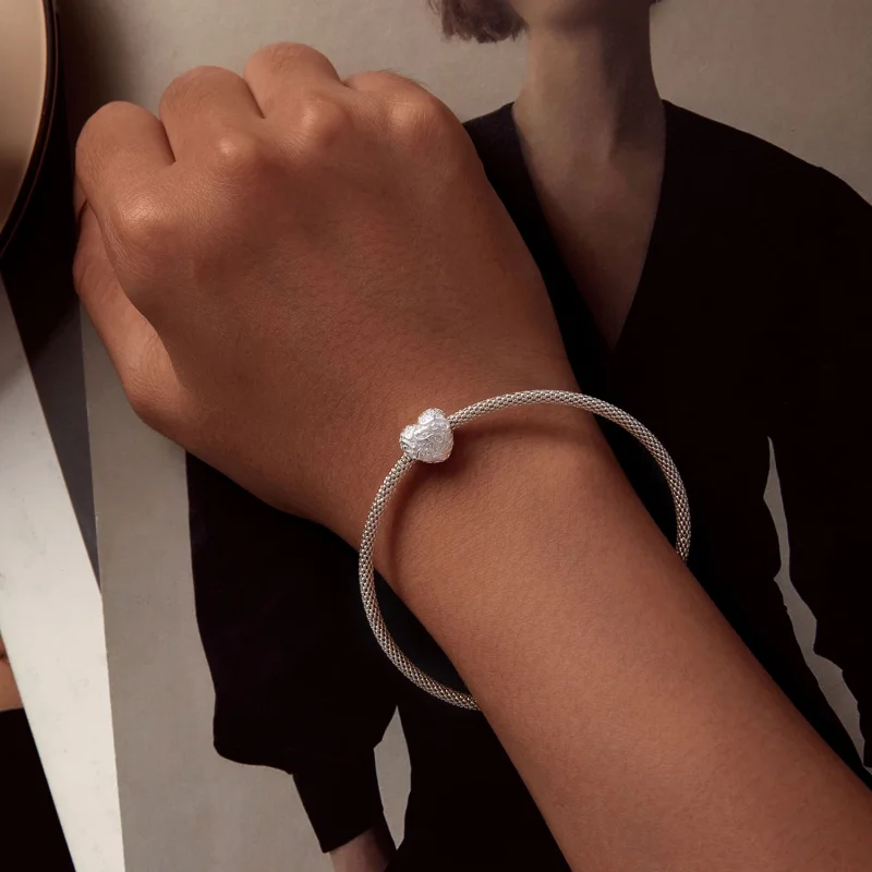 (image for) Pandora Style Heart-Shaped Pattern Charm - SCC2618 - View 6