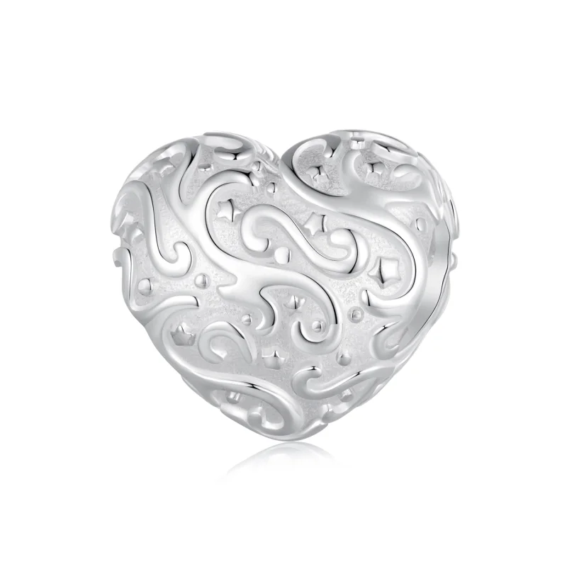 (image for) Pandora Style Heart-Shaped Pattern Charm - SCC2618 - Product Image