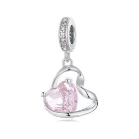 Pandora Style Heart Shaped Ribbon Dangle - BSC922