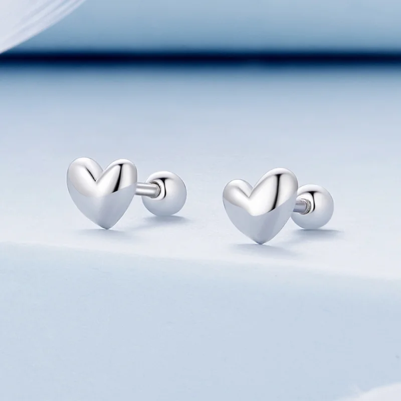 (image for) Pandora Style Heart-Shaped Studs Earrings - BSE886 - View 2