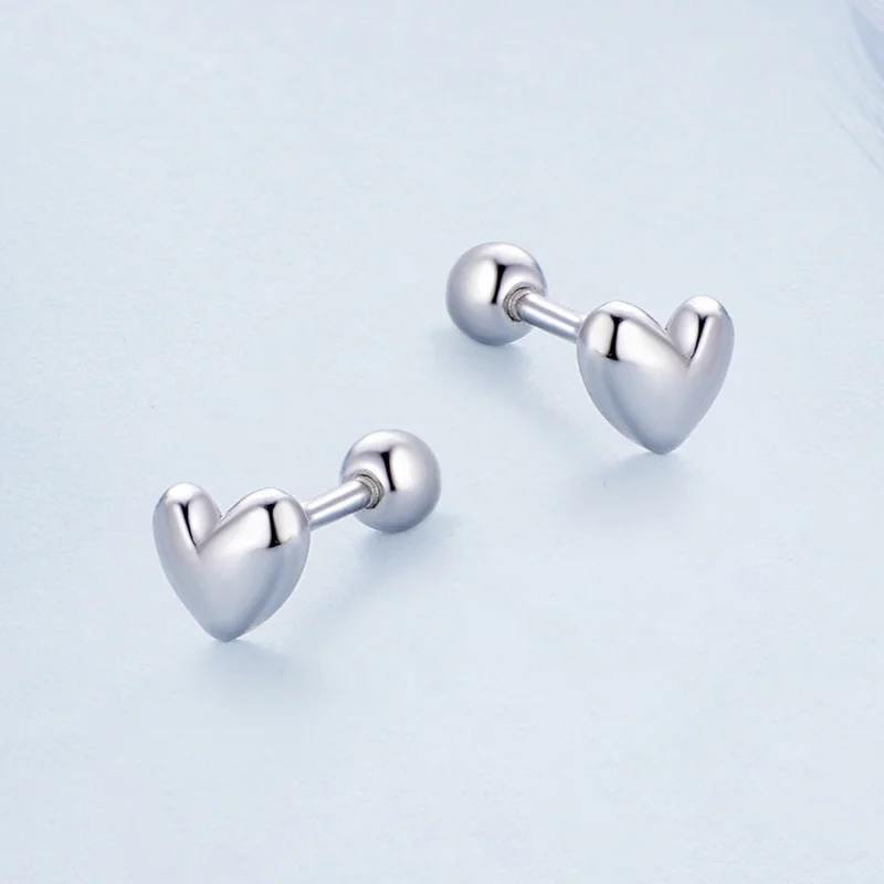 (image for) Pandora Style Heart-Shaped Studs Earrings - BSE886 - View 3