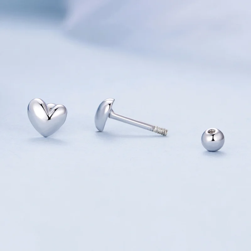 (image for) Pandora Style Heart-Shaped Studs Earrings - BSE886 - View 4