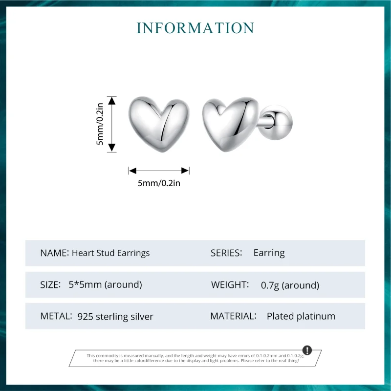 (image for) Pandora Style Heart-Shaped Studs Earrings - BSE886 - View 7