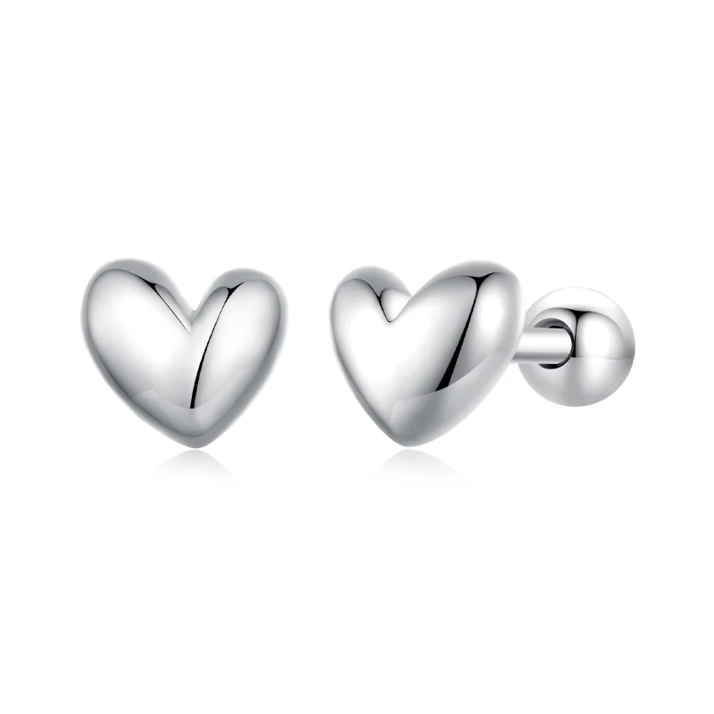 (image for) Pandora Style Heart-Shaped Studs Earrings - BSE886 - Product Image