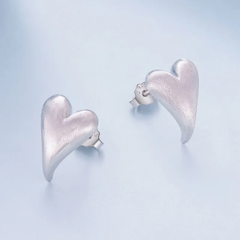 (image for) Pandora Style Heart-Shaped Studs Earrings - BSE916 - View 3