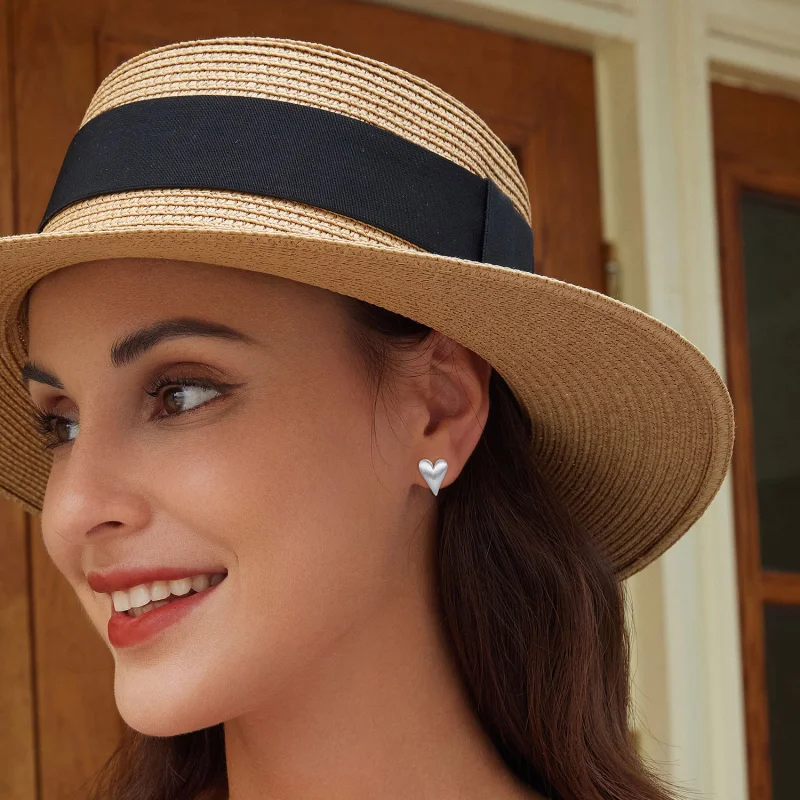 (image for) Pandora Style Heart-Shaped Studs Earrings - BSE916 - View 6