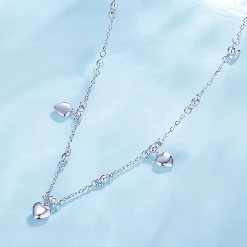 (image for) Pandora Style Heart-Shaped Tassel Necklace Choker - BSN359 - View 3