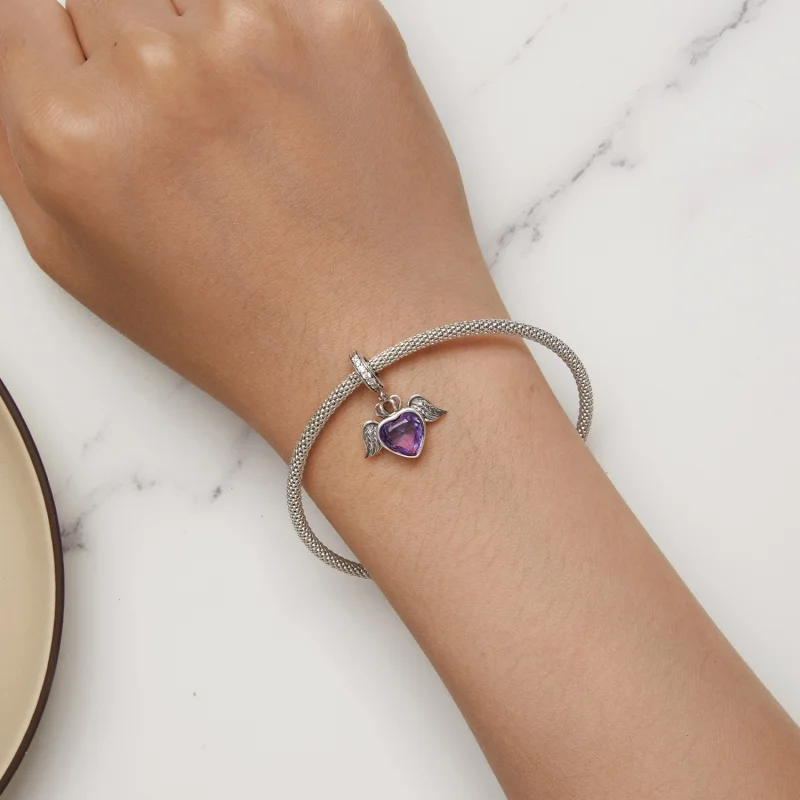 (image for) Pandora Style Heart Shaped Wings Dangle - SCC2587 - View 7