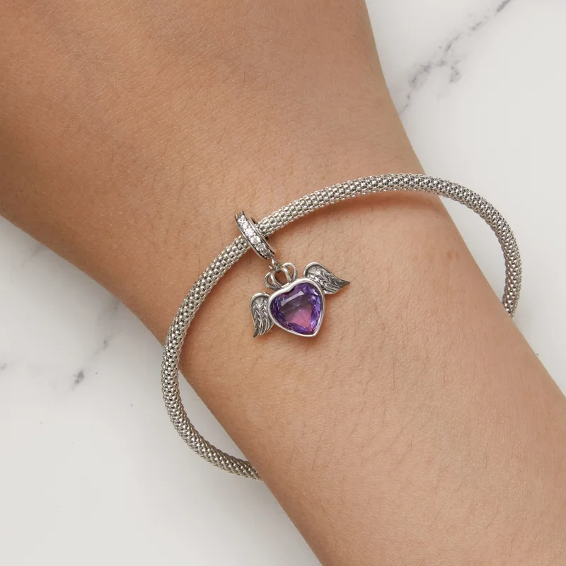 (image for) Pandora Style Heart Shaped Wings Dangle - SCC2587 - View 8