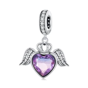 (image for) Pandora Style Heart Shaped Wings Dangle - SCC2587
