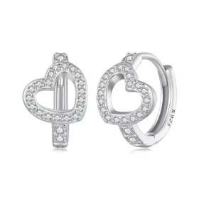 Pandora Style Heart-Shaped Hoop Earrings - BSE879 Pandora Style Heart-Shaped Hoop Earrings - BSE879