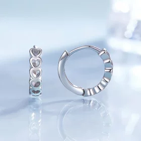 Pandora Style Heart-Shaped Hoop Earrings - BSE880 Pandora Style Heart-Shaped Hoop Earrings - BSE880