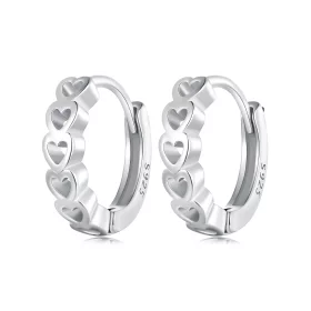Pandora Style Heart-Shaped Hoop Earrings - BSE880 Pandora Style Heart-Shaped Hoop Earrings - BSE880