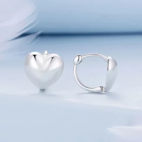Pandora Style Heart-Shaped Hoop Earrings - BSE905 Pandora Style Heart-Shaped Hoop Earrings - BSE905