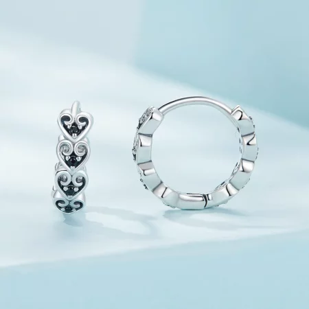 Pandora Style Heart-Shaped Hoop Earrings - SCE1613