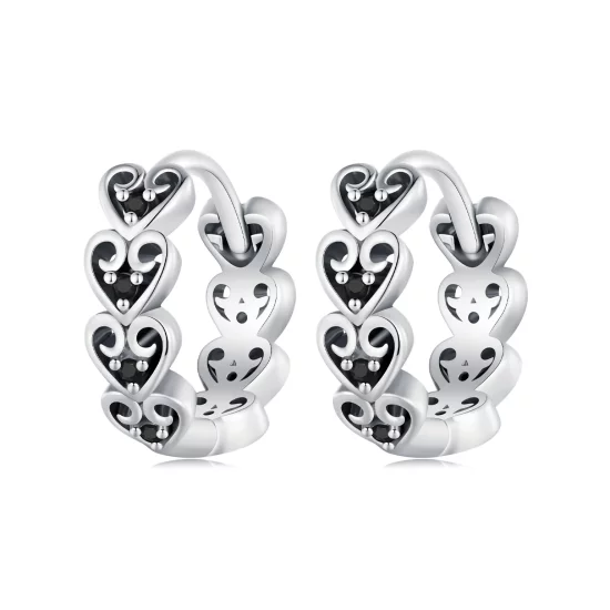 Pandora Style Heart-Shaped Hoop Earrings - SCE1613