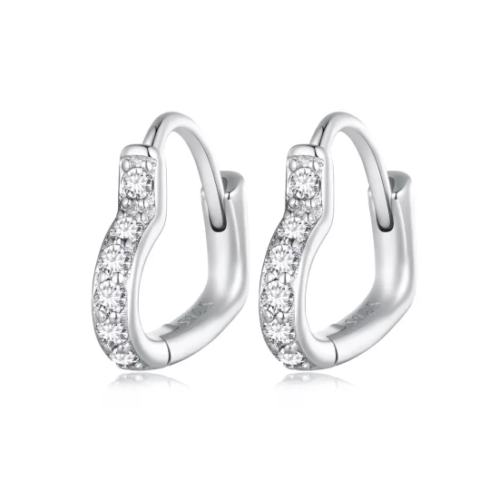 Pandora Style Heart-Shaped Hoop Earrings - SCE1626