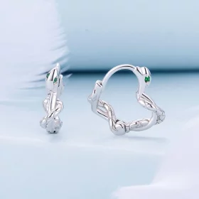 Pandora Style Heart-Shaped Spirit Snake Hoop Earrings - BSE911 Pandora Style Heart-Shaped Spirit Snake Hoop Earrings - BSE911