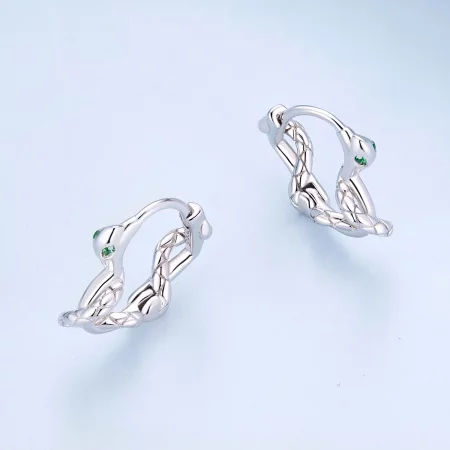 Pandora Style Heart-Shaped Spirit Snake Hoop Earrings - BSE911