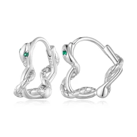 Pandora Style Heart-Shaped Spirit Snake Hoop Earrings - BSE911 Pandora Style Heart-Shaped Spirit Snake Hoop Earrings - BSE911