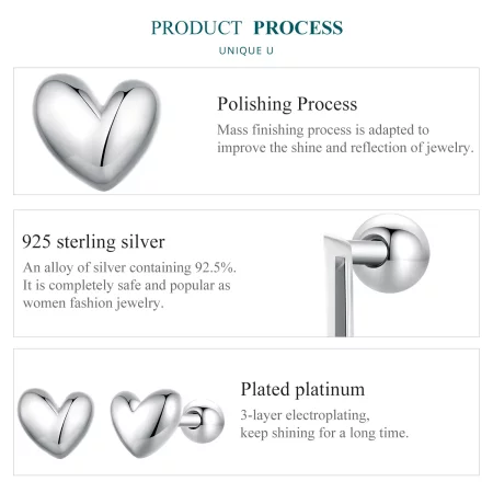 Pandora Style Heart-Shaped Studs Earrings - BSE886