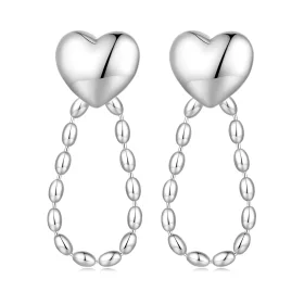 Pandora Style Heart-Shaped Tassels Dangle Earrings - BSE825 Pandora Style Heart-Shaped Tassels Dangle Earrings - BSE825