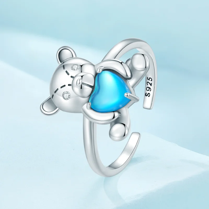 (image for) Pandora Style Hug Bear Opening Ring - SCR921 - View 2