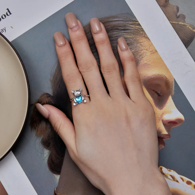 (image for) Pandora Style Hug Bear Opening Ring - SCR921 - View 6