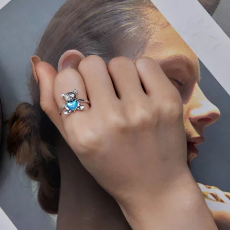 Pandora Style Hug Bear Opening Ring - SCR921