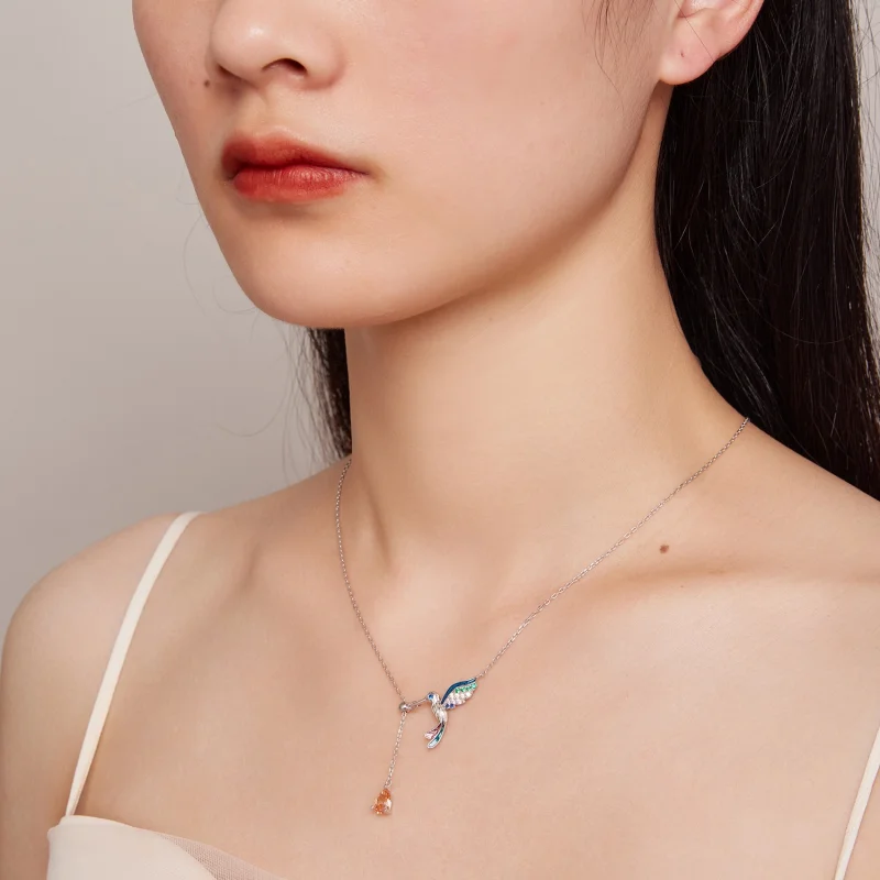 (image for) Pandora Style Hummingbird Necklace - BSN305 - View 7