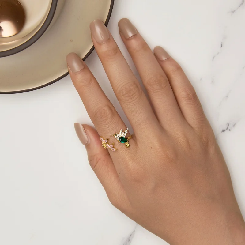 (image for) Pandora Style Hummingbird's Gift-S925 Silver Open Ring - BSR016-B - View 5