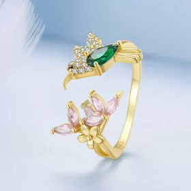 Pandora Style Hummingbird's Gift-S925 Silver Ring - BSR016-B Pandora Style Hummingbird's Gift-S925 Silver Ring - BSR016-B