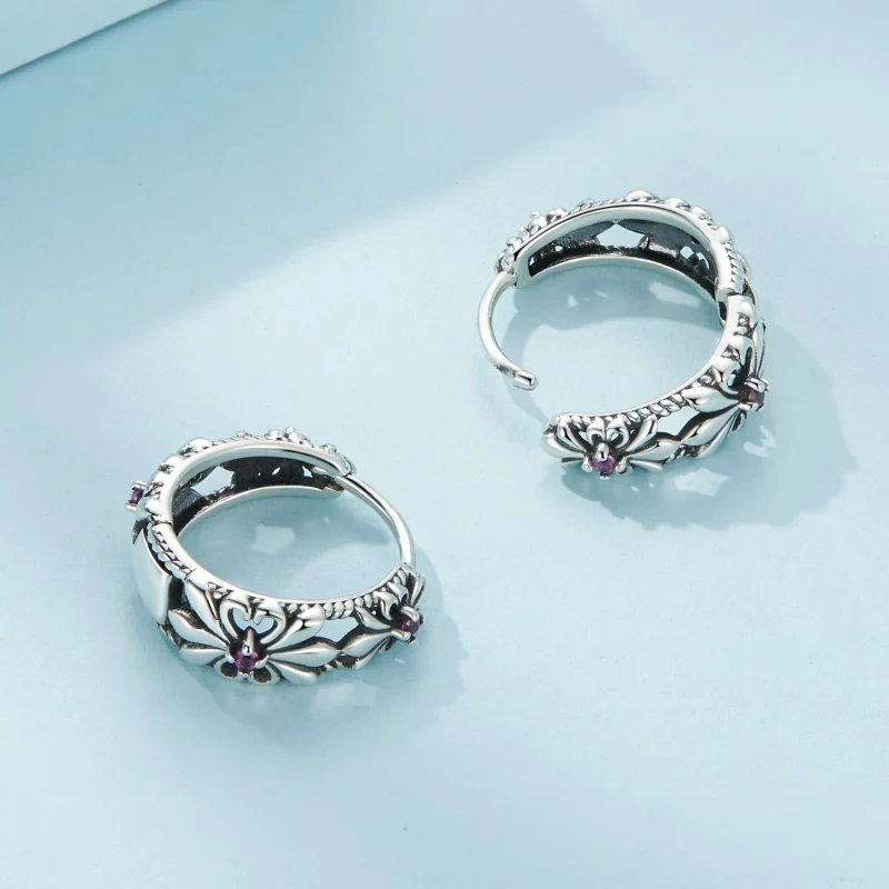 (image for) Pandora Style Iris Vintage Hoop Earrings - SCE1649 - View 4