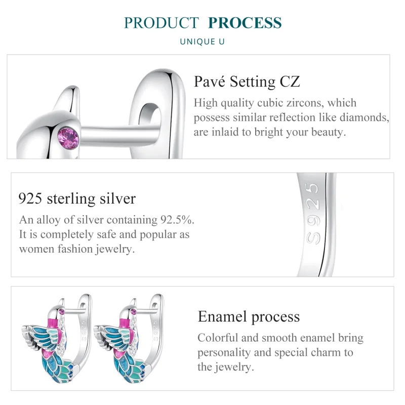 (image for) Pandora Style Kingfisher Hoop Earrings - BSE899 - View 6