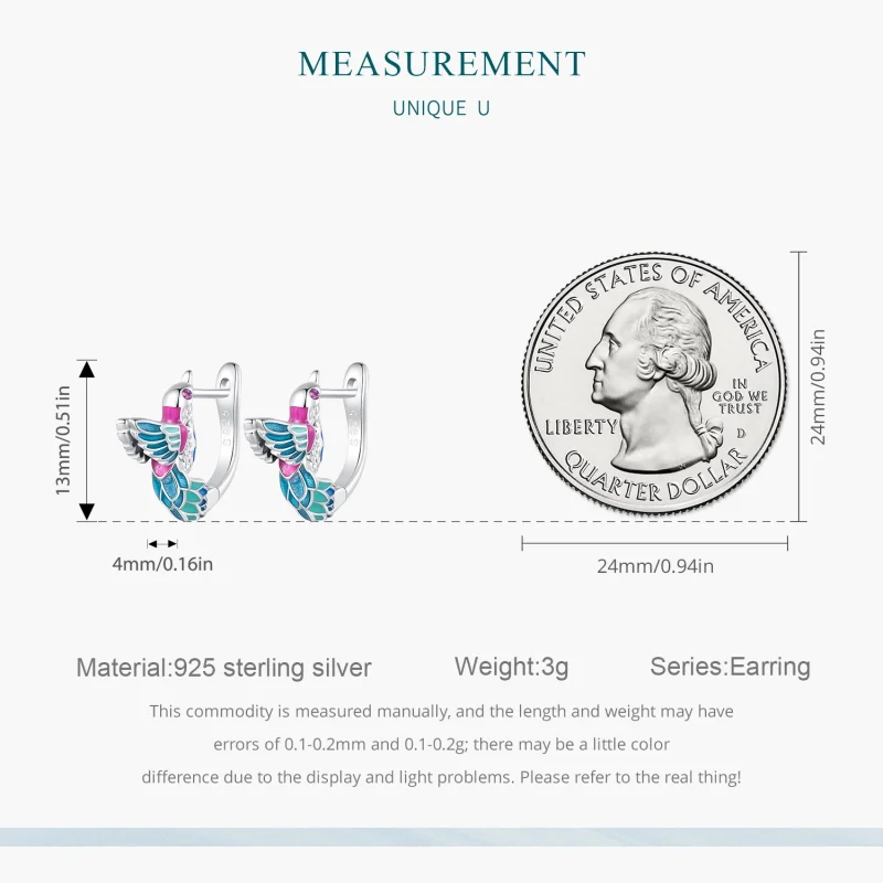 (image for) Pandora Style Kingfisher Hoop Earrings - BSE899 - View 8