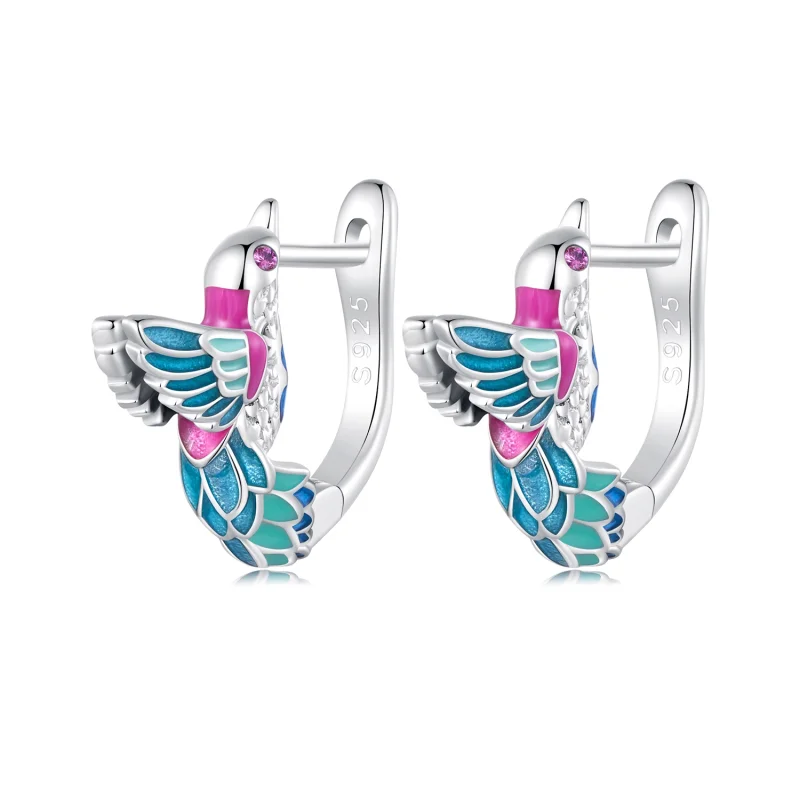 (image for) Pandora Style Kingfisher Hoop Earrings - BSE899 - Product Image