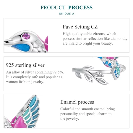 Pandora Style Kingfisher Open Ring - BSR483-E