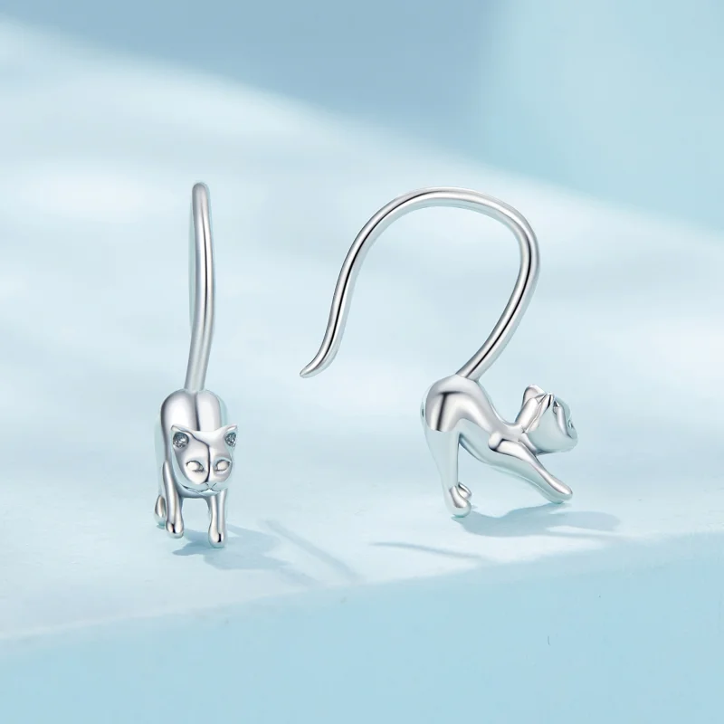 (image for) Pandora Style Kitten Earrings Stud Earrings - SCE1618 - View 2