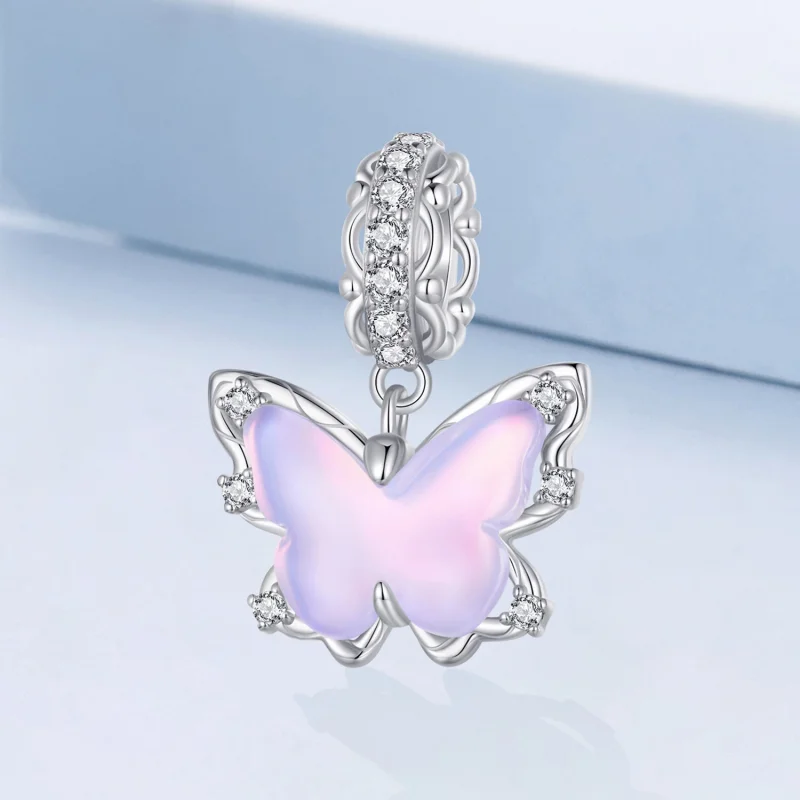 (image for) Pandora Style Lace Butterfly Dangle - BSC925 - View 2