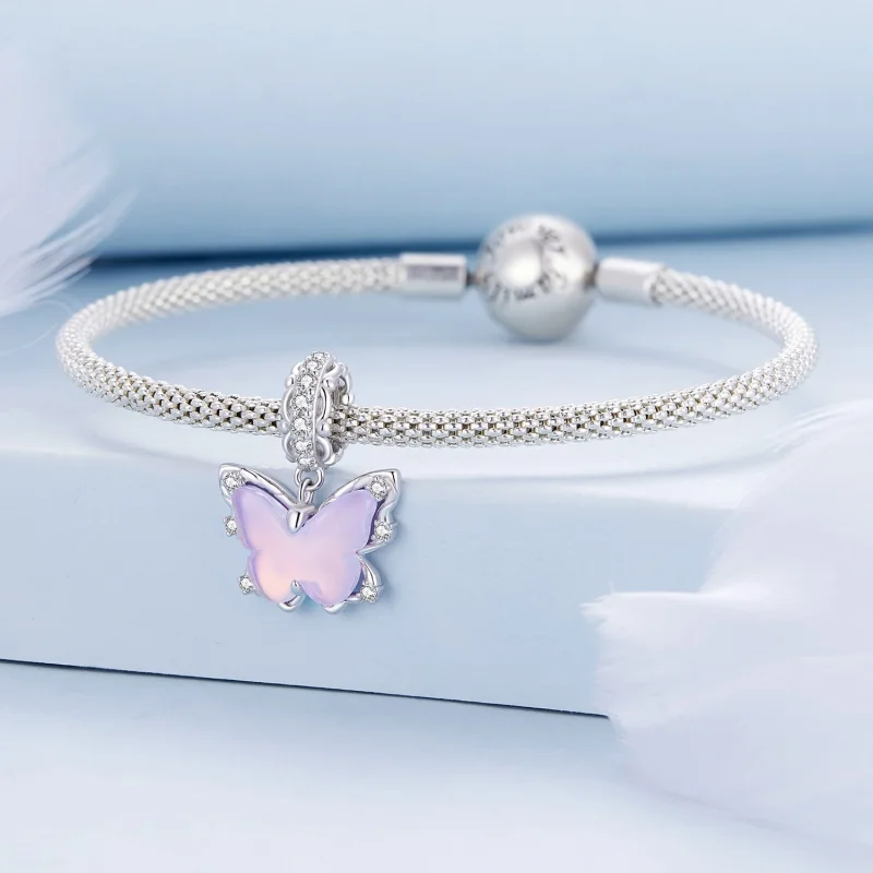 (image for) Pandora Style Lace Butterfly Dangle - BSC925 - View 3