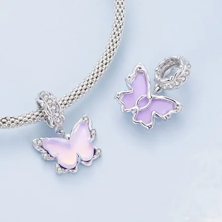 Pandora Style Lace Butterfly Dangle - BSC925