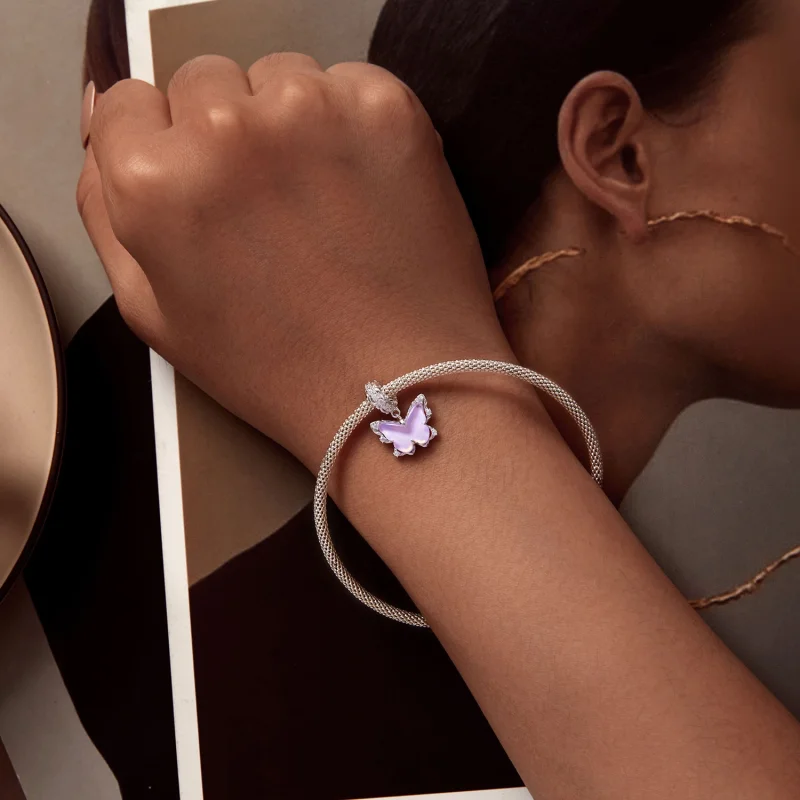 (image for) Pandora Style Lace Butterfly Dangle - BSC925 - View 5