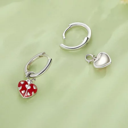 Pandora Style Ladybug Hoop Earrings - SCE1573