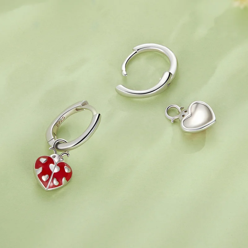 (image for) Pandora Style Ladybug Hoop Earrings - SCE1573 - View 4