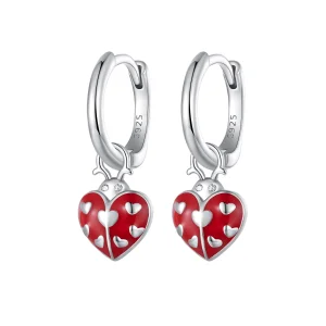 (image for) Pandora Style Ladybug Hoop Earrings - SCE1573